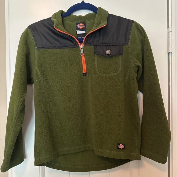 Dickies Olive Green Fleece Pullover - Size 10/12 - Quarter Zip - Picture 1 of 3